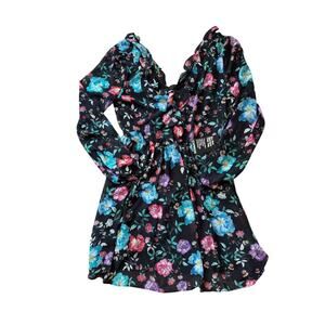 NWT - EXPRESS floral print black mini dress; size women's 8, lightweight, floral
